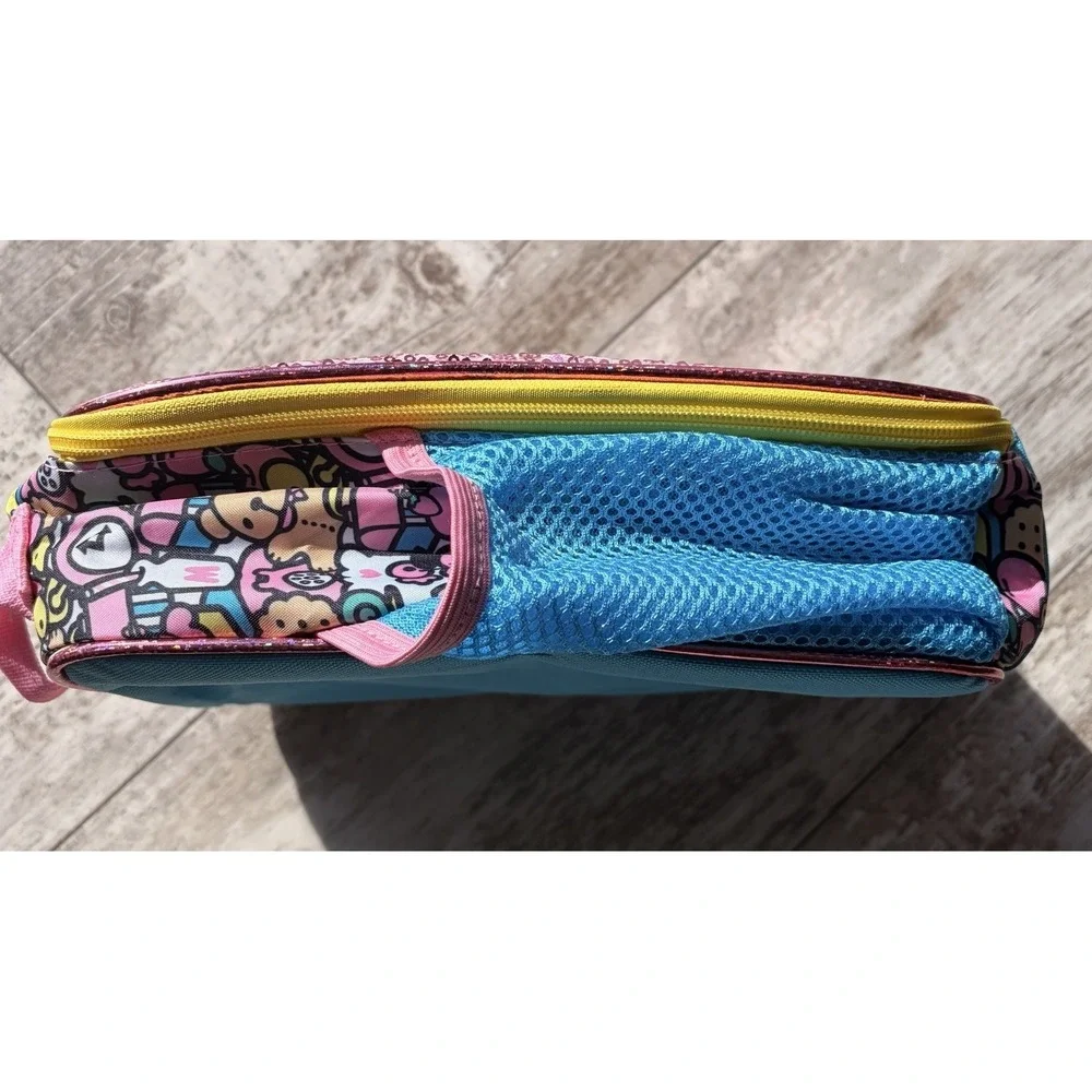 Hello Kitty Brand Lunch Box Sequinned with Bottle Holder Insulated Double Zipper